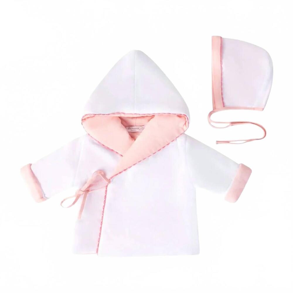 NEW LA MASCOT girls faux fur jacket with velvet bows in ivory